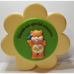 Vintage Care Bears Friend Bear Flower Shaped Plastic Trinket Box RARE 1983